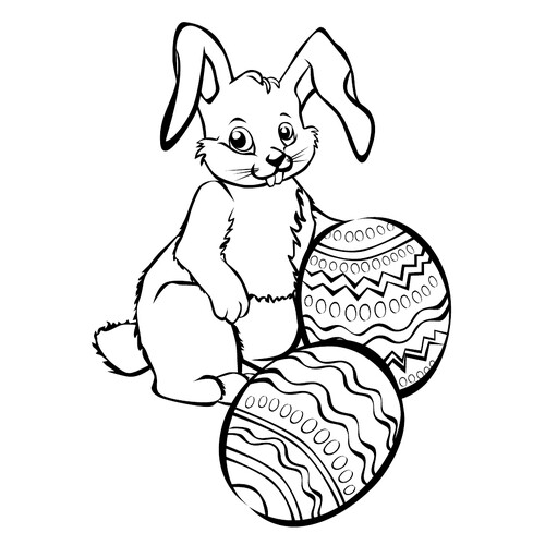 Раскраска Мультяшный пасхальный кролик