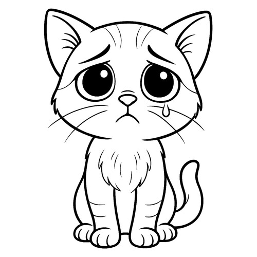 Раскраска Грустный кот