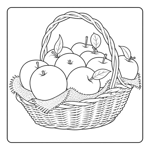 Раскраска Корзинка с яблоками