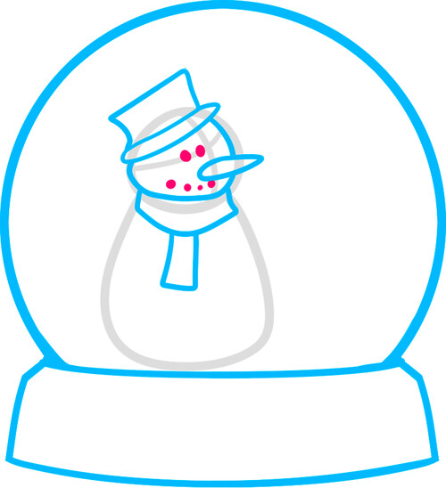 Как нарисовать снеговика в снежном шаре 6