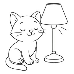 Кот пригрелся возле лампы